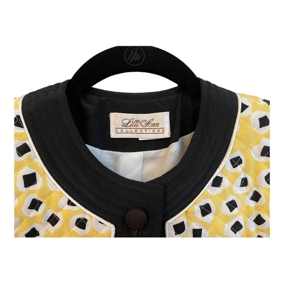 VINTAGE LILLI ANN COLLECTIONS, YELLOW, BLACK & WHITE QUILTED JACKET. NO SIZE. - Picture 6 of 6